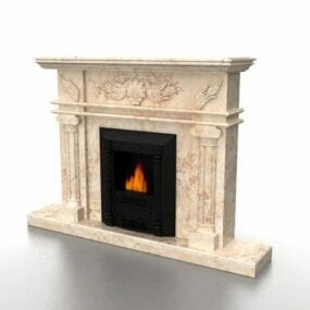 Gas Fireplace Marble Stone Mantel 3d model