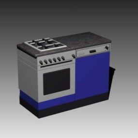 Kitchen Gas Stove With Countertop 3d model