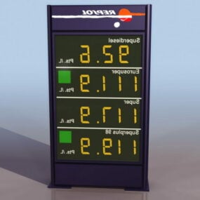 نموذج ثلاثي الأبعاد للوحة أسعار البنزين لمحطة النفط