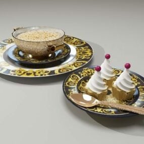 젤라토 크림과 커피 케이크 3d 모델