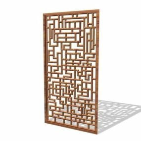 Geometric Carved Wood Panel 3d model