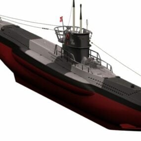 Modelo 3d de submarino alemão para embarcações aquáticas