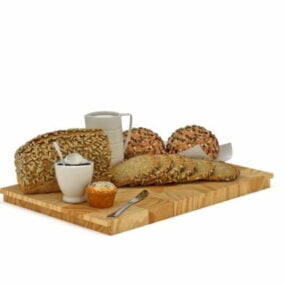 Petit-déjeuner allemand Breads Food 3d model