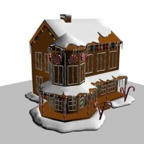Lebkuchen-Essen-Haus-Form-Kuchen-3D-Modell