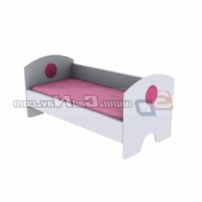 Mädchen-Kind-Rosa-Bett-3D-Modell