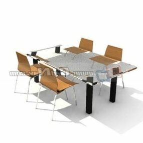 Glass Dining Furniture Table And Chairs 3d model