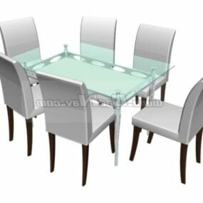 כסאות שולחן אוכל מזכוכית דגם תלת מימד
