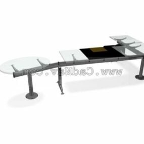 Modelo 3d de móveis de unidade de mesas de computador de vidro