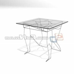 Mesa de centro de ferro com tampo de vidro para móveis modelo 3d