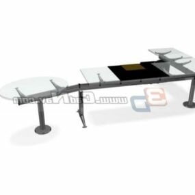 Glass Top Workstation Furniture 3d model
