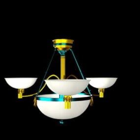 Glass Bowl Shade Chandelier Light 3d model