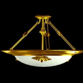 Vintage Glass Bowl Gold Light Fixture 3d model