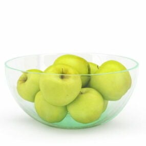 کاسه شیشه ای مدل سیب سبز سه بعدی