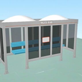 3D-Modell einer Bushaltestelle aus Glas