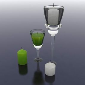 Glass Style Candle Holders Set 3d model