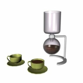 Glass Coffee With Table Lamp 3d model