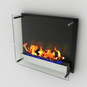 Glass Ethanol Fireplace Modern Design 3d model