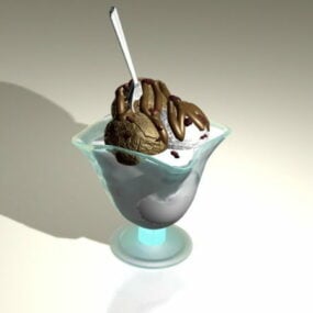 Glass Of Chocolate Ice Cream 3d model