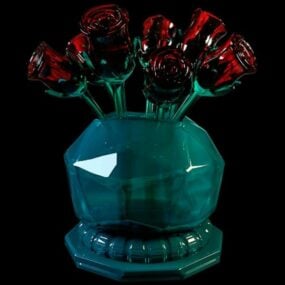 Glass Rose Vase Art Decoration 3d model