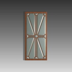 Glass Screen Wood Door Insert 3d model
