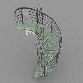 Modelo 3D de escada em espiral de vidro com design moderno