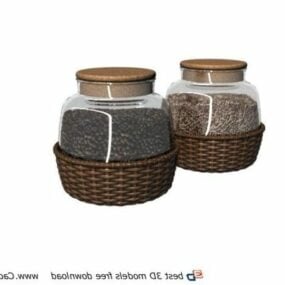 Salt Jar With Wooden Lids 3d model