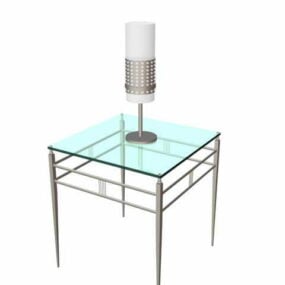 Glass Style Simple Table And Lamp 3d model