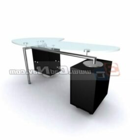 Furniture Glass Top Office Workstation 3d model