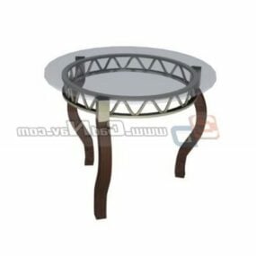 Furniture Glass Top Round Table 3d model
