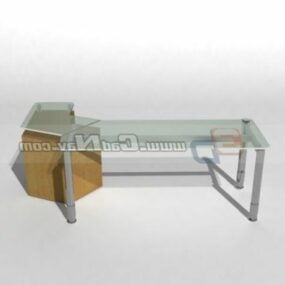 Modelo 3d de mesa com estrutura de aço com tampo de vidro