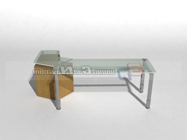 Glass Top Steel Frame Desk Free 3d Model 3ds Max Vray