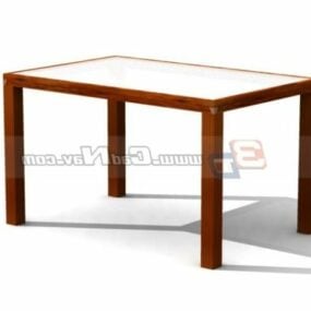 Glass Top Wooden Dining Table Furniture 3d model
