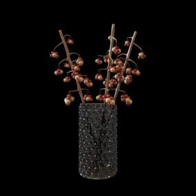 Skleněná váza s větvemi hole 3D model