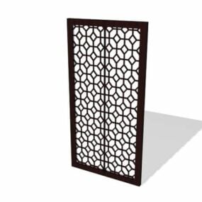 Furniture Glass Wood Divider Panel 3d model