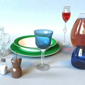 Set Peralatan Makan Gelas Makan model 3d