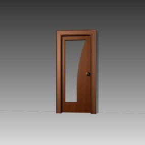 Modelo 3d de porta de banheiro de madeira vitrificada