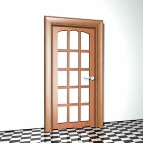 Glazed Wood Frame Home Interior Door 3d model