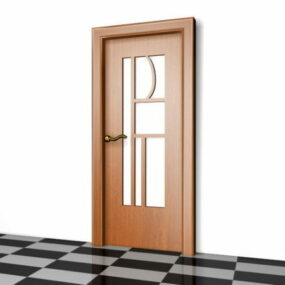 Glazed Home Wood Door 3d model