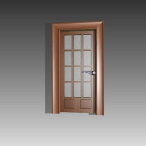 Glazed Swing Door Wood Frame 3d model