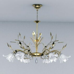 Living Room Gold Leaf Crystal Chandelier 3d model
