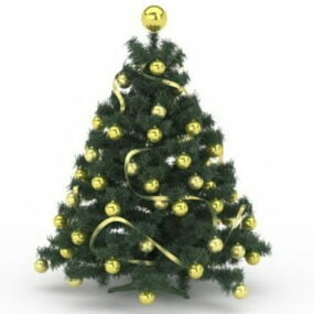 Vánoční strom se zlatými ozdobami 3D model