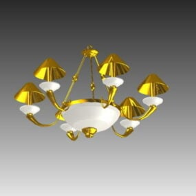 Lampadari in ottone dorato del soggiorno modello 3d