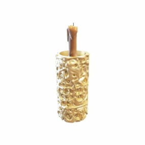 Kultainen koristeellinen kynttilänjalka 3d-malli