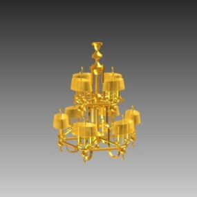 House Golden Chandelier Light Fixture 3d-modell