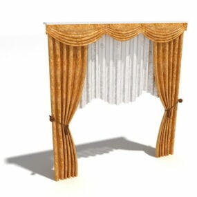 Gold Curtains With Swag Valance 3d model