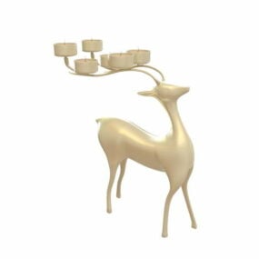 Gouden hertendecoratie kaarsenhouder 3D-model