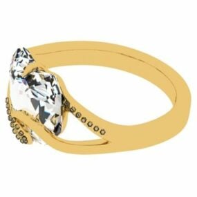 3д модель ювелирного золотого кольца с бриллиантом
