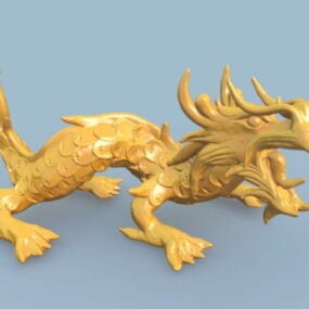 Kiinalainen Golden Dragon Statue 3D-malli