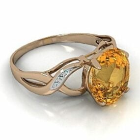 3д модель ювелирного кольца с золотым топазом