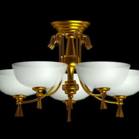 Lámpara de araña clásica Golden Bowl modelo 3d